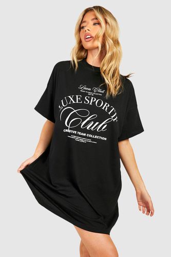 Womens Luxe Sport Club Oversized T-shirt Dress - - 8 - boohoo - Modalova