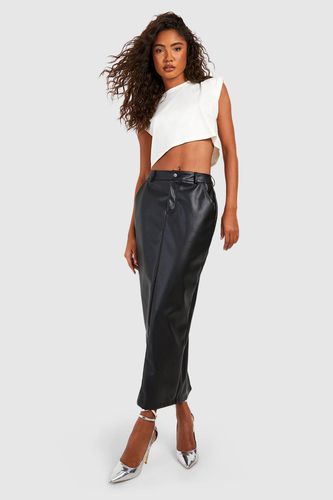 Womens Tall Leather Look High Waisted Midaxi Skirt - - 16 - boohoo - Modalova