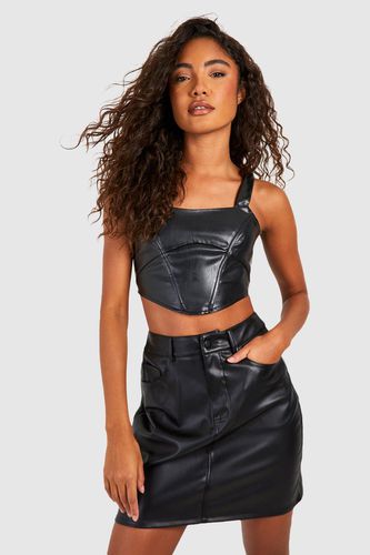 Womens Tall Leather Look High Waisted Mini Skirt - - 10 - boohoo - Modalova