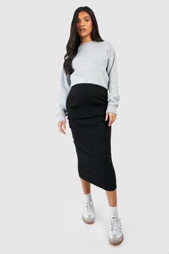 Womens Maternity Cotton Rib Midaxi Skirt - - 14 - boohoo - Modalova