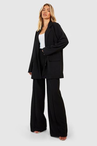 Womens Crepe Wide Leg Trousers - - 14 - boohoo - Modalova