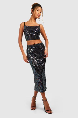 Womens Rainbow Sequin Midaxi Skirt - - 10 - boohoo - Modalova