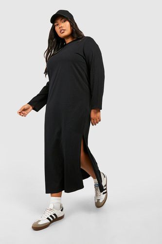 Womens Plus Cotton Long Sleeve Split Midaxi Dress - - 16 - boohoo - Modalova