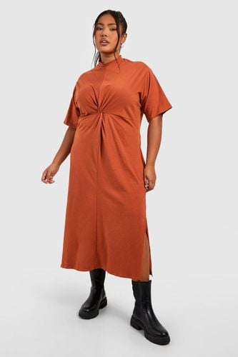 Womens Plus Cotton Short Sleeve Twist Front Midaxi Dress - - 18 - boohoo - Modalova