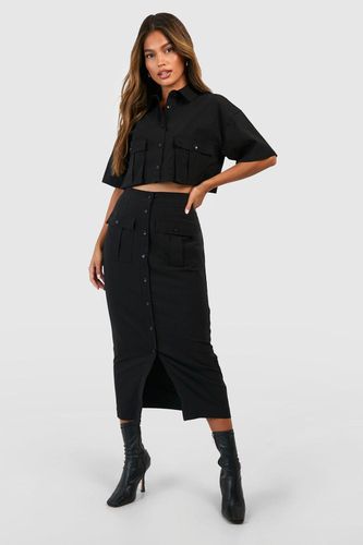 Womens Cargo Pocket Split Front Midaxi Skirt - - 10 - boohoo - Modalova
