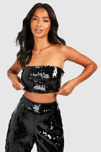 Womens Pette Disc Sequin Bandeau Top - - 12 - boohoo - Modalova