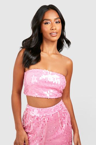 Womens Pette Disc Sequin Bandeau Top - - 12 - boohoo - Modalova