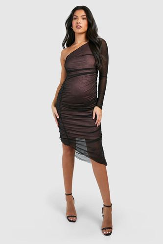 Womens Maternity Mesh Asymmetric Midi Dress - - 12 - boohoo - Modalova