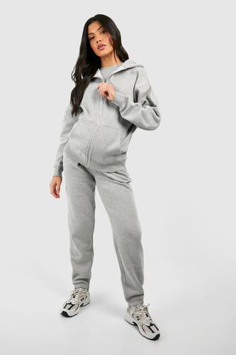Womens Maternity Ribbed Fitted T-shirt 3 Piece Hooded Tracksuit - - 10 - boohoo - Modalova