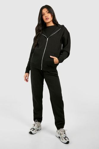 Womens Maternity Ribbed Fitted T-shirt 3 Piece Hooded Tracksuit - - 16 - boohoo - Modalova