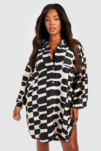 Womens Plus Printed Oversized Shirt Dress - - 18 - boohoo - Modalova