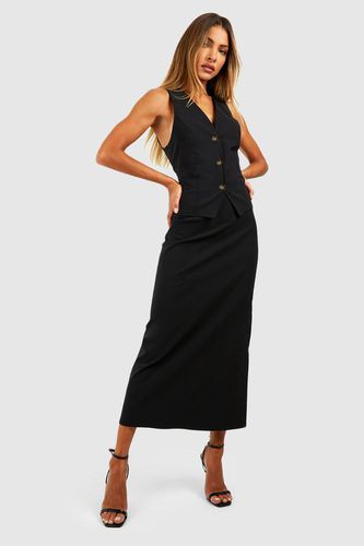 Womens Super Stretch Contrast Button Waistcoat & Column Maxi Skirt - - 6 - boohoo - Modalova