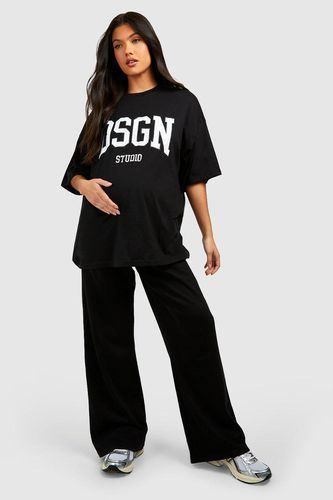 Womens Maternity Dsgn T-shirt And Straight Leg Jogger Set - - L - boohoo - Modalova