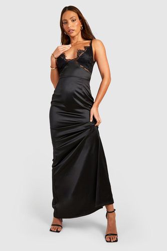 Womens Tall Satin Lace Insert Maxi Dress - - 16 - boohoo - Modalova