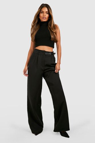 Womens Belted Detail Pleat Front Tailored Trousers - - 10 - boohoo - Modalova