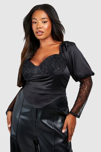 Womens Plus Sequin And Lace Corset Top - - 16 - boohoo - Modalova