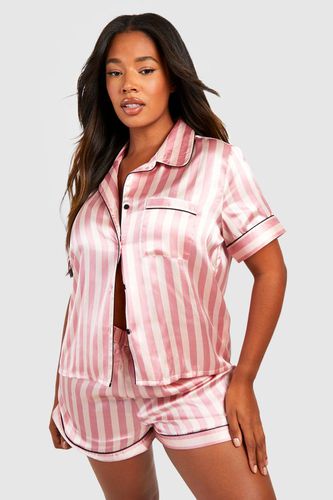 Womens Plus Candy Stripe Pj Short Set - - 22 - boohoo - Modalova