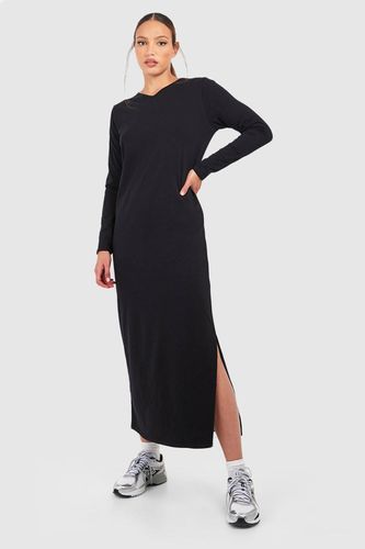 Womens Tall V Neck Cotton Longsleeve T-shirt Column Midaxi Dress - - 8 - boohoo - Modalova
