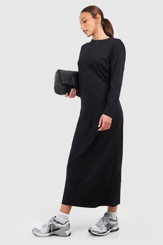 Womens Tall Cotton Longsleeve T-shirt Column Midaxi Dress - - 6 - boohoo - Modalova