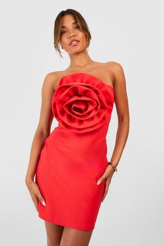 Womens Rose Detail Bandeau Mini Dress - - 16 - boohoo - Modalova