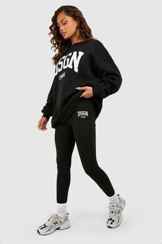 Womens Dsgn Studio Collegiate Slogan Legging Tracksuit - - L - boohoo - Modalova