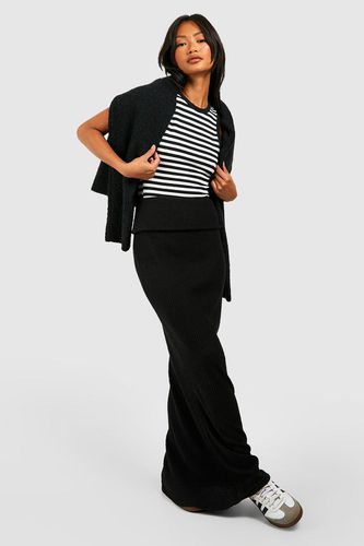 Womens Supersoft Cosy Rib Folded Waist Maxi Skirt - - 10 - boohoo - Modalova