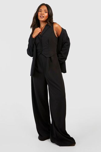Womens Plus Collar Waistcoat Detail Jumpsuit - - 28 - boohoo - Modalova