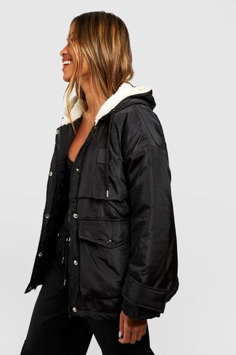 Womens Badge Detail Parka - - 16 - boohoo - Modalova