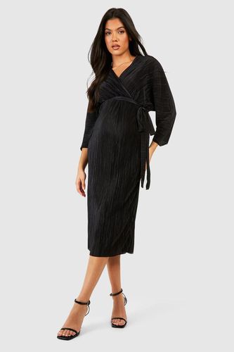 Womens Maternity Plisse Belted Shirt Dress - - 10 - boohoo - Modalova