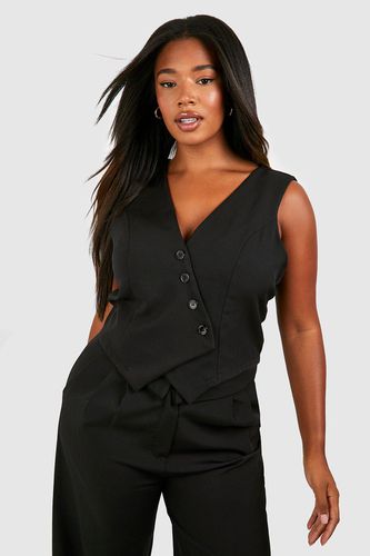 Womens Plus Woven Button Detail Asymmetric Waistcoat - - 24 - boohoo - Modalova