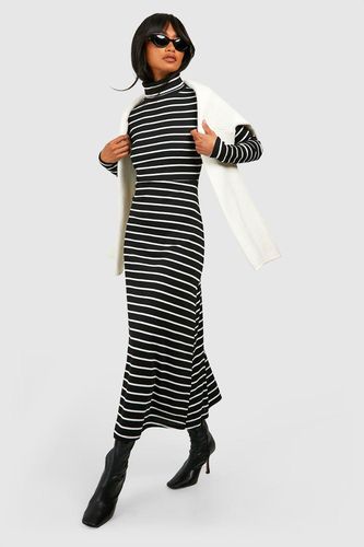 Womens Stripe Roll Neck Midaxi Dress - - 14 - boohoo - Modalova
