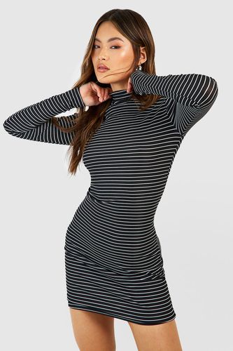 Womens High Neck Stripe Mini Dress - - 10 - boohoo - Modalova