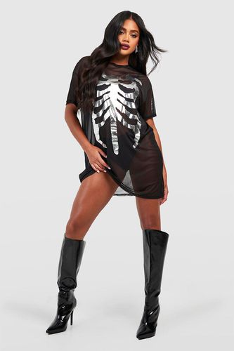 Womens Halloween Skeleton Mesh T-shirt Dress - - 12 - boohoo - Modalova