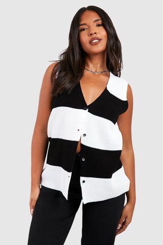 Womens Plus Stripe Longline Button Front Waistcoat - - 16 - boohoo - Modalova