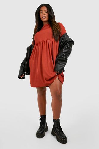 Womens Plus Rib Long Sleeve Basic Smock Dress - - 16 - boohoo - Modalova