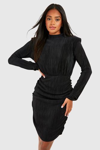 Womens High Neck Plisse Bodycon Dress - - 14 - boohoo - Modalova