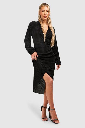 Womens Plisse Wrap Midi Dress - - 10 - boohoo - Modalova
