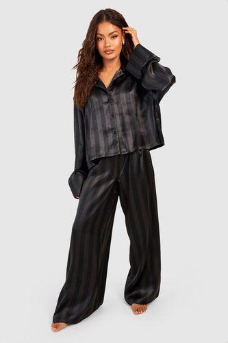 Womens Oversized Crop Stripe Pyjama Set - - 10 - boohoo - Modalova