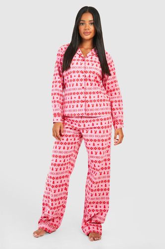 Womens Christmas Brushed Print Pyjama Trouser Set - - 10 - boohoo - Modalova