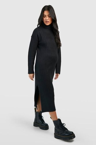 Womens Maternity Cable Knit Roll Neck Midaxi Dress - - XS - boohoo - Modalova