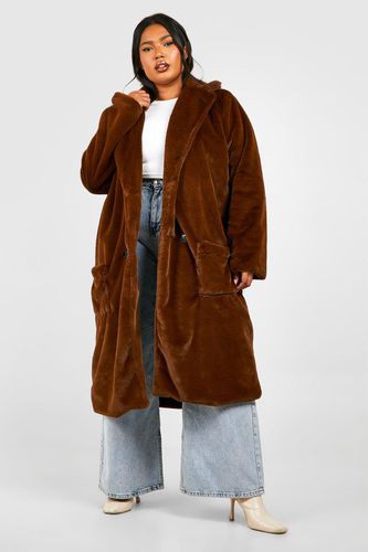 Womens Plus Faux Fur Longline Overcoat - - 16 - boohoo - Modalova