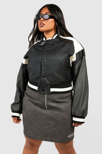 Womens Plus Moto Faux Leather Bomber Jacket - - 18 - boohoo - Modalova