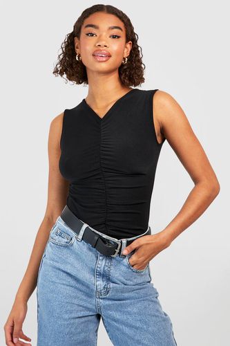 Womens Tall Premium Soft Touch Ruched Front Sleeveless Top - - 6 - boohoo - Modalova