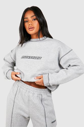 Womens Contrast Stitch Embroidered Oversized Sweatshirt - - L - boohoo - Modalova
