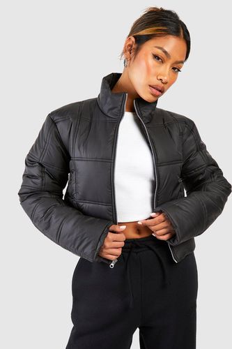 Womens Square Quilted Crop Puffer Jacket - - 8 - boohoo - Modalova