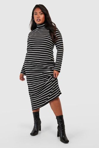 Womens Plus Stripe Roll Neck Midaxi Dress - - 18 - boohoo - Modalova