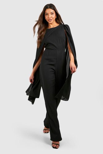 Womens Chiffon Cape Detail Jumpsuit - - 14 - boohoo - Modalova