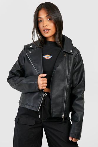 Womens Petite Faux Leather Biker Jacket - - 10 - boohoo - Modalova