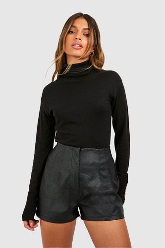 Womens Faux Leather Look Tailored High Waist Shorts - - 14 - boohoo - Modalova