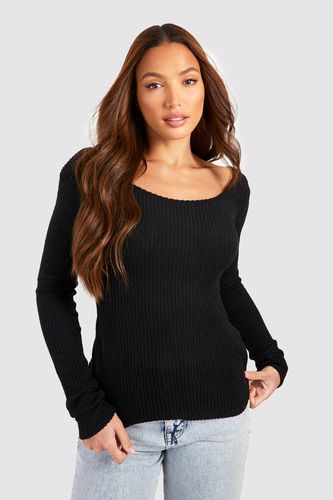 Womens Tall Soft Knitted Rib Scoop Neck Longsleeve T-shirt - - 18 - boohoo - Modalova